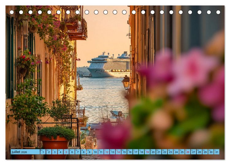 Produktbild: Paquebots de croisi&egrave;re - G&eacute;ants des mers impressionnants (Calendrier de bureau 2026 DIN A5 vertical), CALVENDO calendrier mensuel