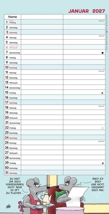 Produktbild: Uli Stein Timer f&uuml;r zwei 2027: Monatskalender f&uuml;r die Wand