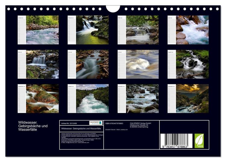 Produktbild: Wildwasser. Gebirgsb&auml;che und Wasserf&auml;lle (Wandkalender 2026 DIN A4 quer), CALVENDO Monatskalender