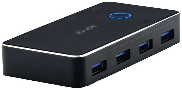 Produktbild: LINDY 4+2 Port USB 3.2 Gen 1-Umschalter (USB 3.0) Schwarz