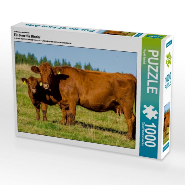 Produktbild: CALVENDO Puzzle Ein Motiv aus dem Kalender Ein Herz f&uuml;r Rinder | 1000 Teile Lege-Gr&ouml;&szlig;e 64x48cm Foto-Puzzle f&uuml;r gl&uuml;ckliche Stunden