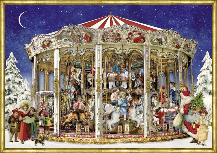 Produktbild: A4-Wand-Adventskalender &ndash; Nostalgisches Weihnachtskarussell