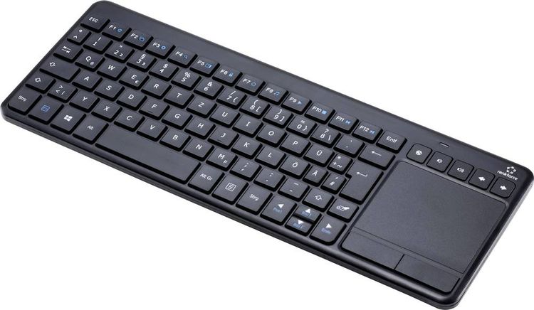 Produktbild: Renkforce MT-1006 Funk Tastatur, Touchpad Deutsch, QWERTZ Schwarz Integriertes Touchpad, Maustasten, Multimediatasten