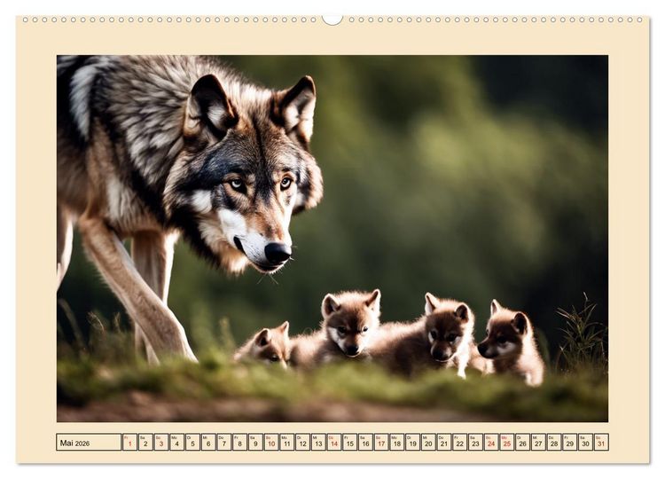 Produktbild: Ein Jahr unter W&ouml;lfen (hochwertiger Premium Wandkalender 2026 DIN A2 quer), Kunstdruck in Hochglanz