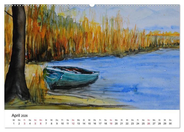 Produktbild: Landschafts-Aquarelle 2026 Roswita Ilona Baumann (hochwertiger Premium Wandkalender 2026 DIN A2 quer), Kunstdruck in Hochglanz