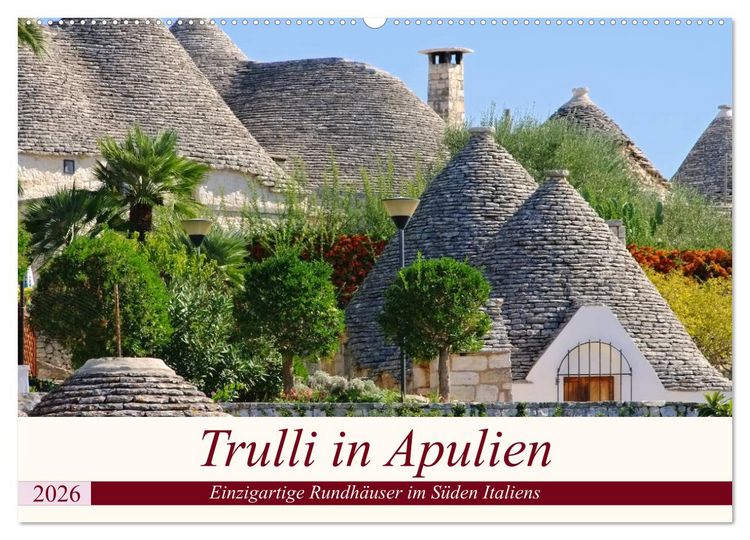 Produktbild: Trulli in Apulien - Einzigartige Rundh&auml;user im S&uuml;den Italiens (Wandkalender 2026 DIN A2 quer), CALVENDO Monatskalender