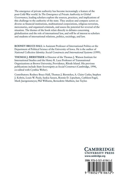Produktbild: The Emergence of Private Authority in Global Governance