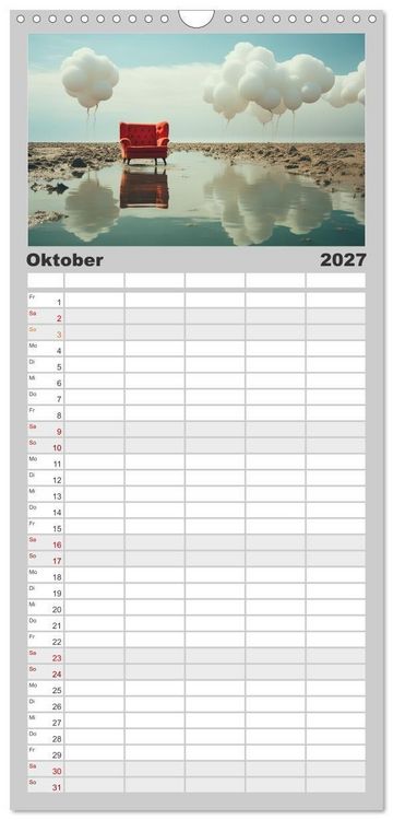Produktbild: Familienplaner 2027 - Surrealer Minimalismus mit 5 Spalten (Wandkalender, 21 x 45 cm) CALVENDO