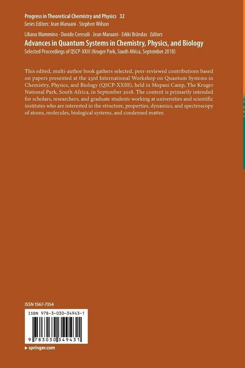 Produktbild: Advances in Quantum Systems in Chemistry, Physics, and Biology