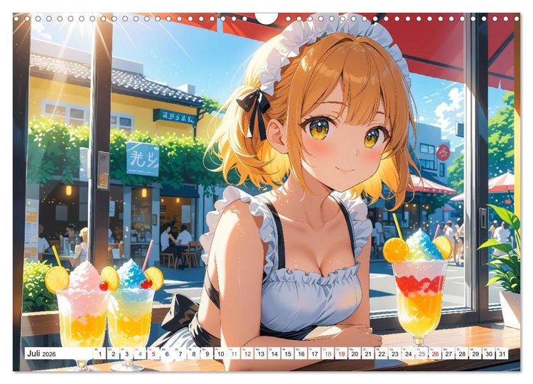 Produktbild: Manga Caf&eacute; Tr&auml;ume - Kawaii Anime-Kalender voller s&uuml;&szlig;er Momente (Wandkalender 2026 DIN A3 quer), CALVENDO Monatskalender