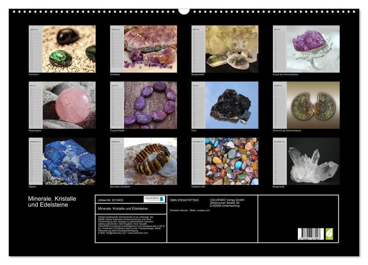 Produktbild: Minerale. Kristalle und Edelsteine (Wandkalender 2026 DIN A2 quer), CALVENDO Monatskalender
