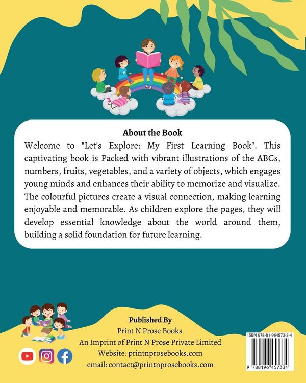 Produktbild: Let's Explore - My First Learning Book - Early Learning Picture Book for Toddlers 3 to 5 Years Old - Alphabet, Numbers, Colours, Shapes, Fruits, Birds