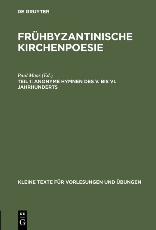 Produktbild: Anonyme Hymnen des V. bis VI. Jahrhunderts