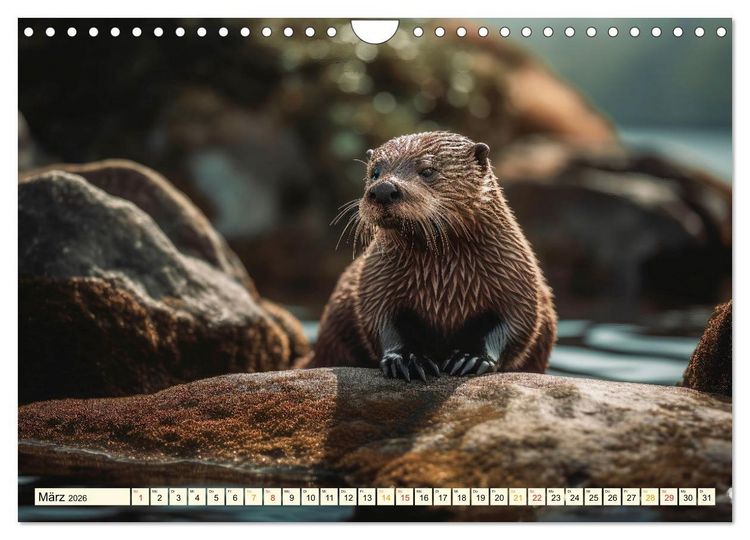 Produktbild: Fischotter - schlaue J&auml;ger (Wandkalender 2026 DIN A4 quer), CALVENDO Monatskalender