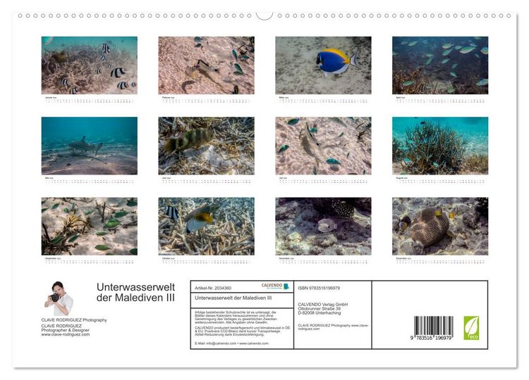 Produktbild: Unterwasserwelt der Malediven III (hochwertiger Premium Wandkalender 2026 DIN A2 quer), Kunstdruck in Hochglanz