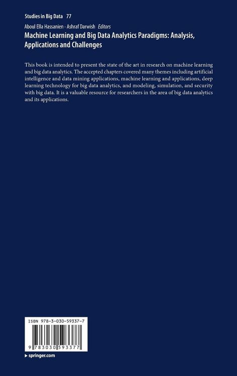 Produktbild: Machine Learning and Big Data Analytics Paradigms: Analysis, Applications and Challenges