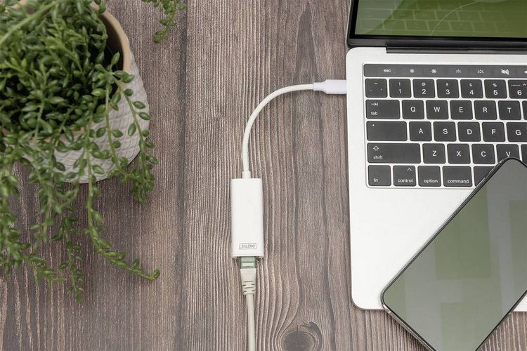 Produktbild: Digitus Netzwerk, USB 3.2 Gen 1 (USB 3.0) Adapter [1x USB 3.2 Gen 1 Stecker C (USB 3.0) - 1x RJ45-Buchse] DN-3024 20.00 cm Geschirmt