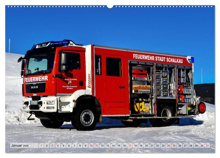 Produktbild: Feuerwehrfahrzeuge (Wandkalender 2026 DIN A2 quer), CALVENDO Monatskalender