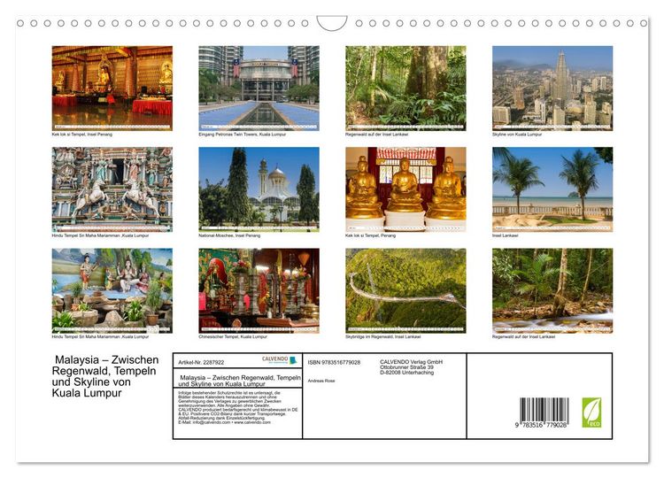 Produktbild: Malaysia &ndash; Zwischen Regenwald, Tempeln und Skyline von Kuala Lumpur (Wandkalender 2027 DIN A3 quer), CALVENDO Monatskalender