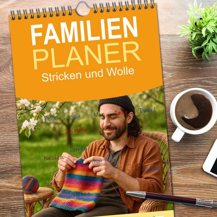 Produktbild: Familienplaner 2026 - Stricken und Wolle mit 5 Spalten (Wandkalender, 21 x 45 cm) CALVENDO