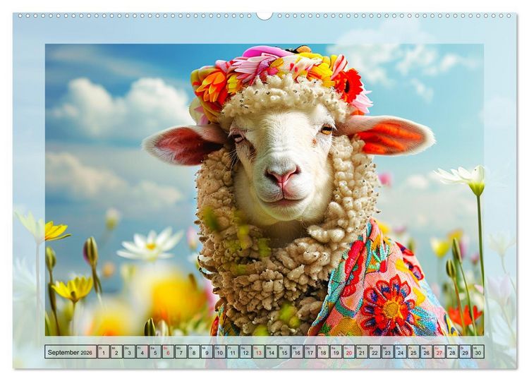 Produktbild: Bunter Schafschick. Flauschige Trendsetter zum verlieben (hochwertiger Premium Wandkalender 2026 DIN A2 quer), Kunstdruck in Hochglanz