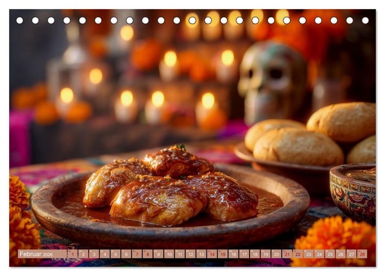 Produktbild: Kulinarische Weltreise. Ikonische Gerichte als KI-Kunst (Tischkalender 2026 DIN A5 quer), CALVENDO Monatskalender