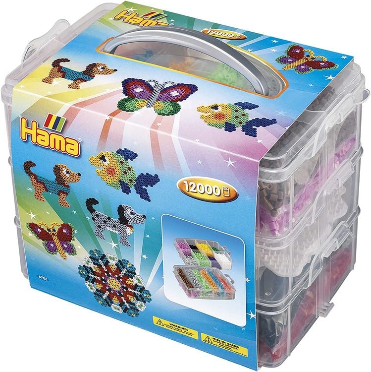 Produktbild: Hama 6701 - Sortierbox mit ca. 12000 Midi-Bügelperlen, 3 Stiftplatten und Zubehör