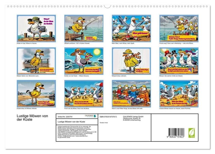 Produktbild: Lustige M&ouml;wen von der K&uuml;ste (hochwertiger Premium Wandkalender 2027 DIN A2 quer), Kunstdruck in Hochglanz
