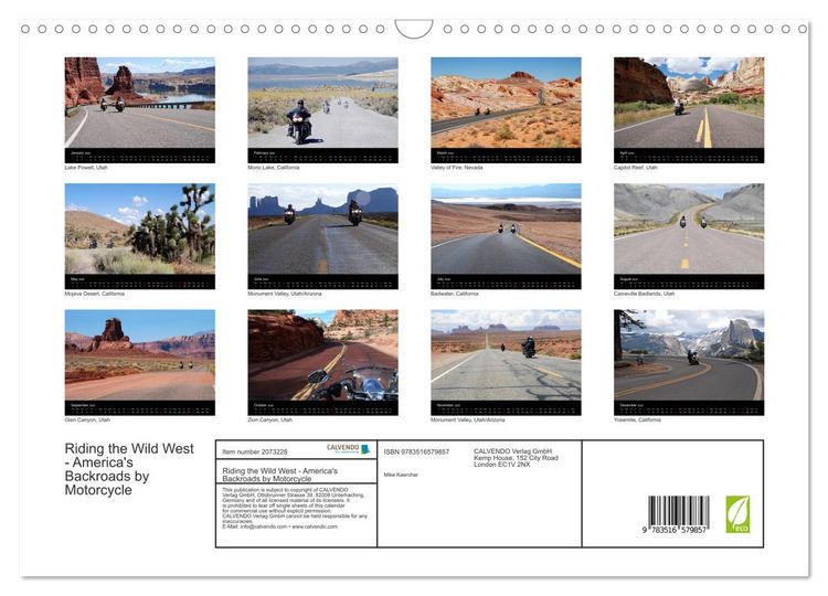 Produktbild: Riding the Wild West - America's Backroads by Motorcycle (Wall Calendar 2026 DIN A3 landscape), CALVENDO 12 Month Wall Calendar