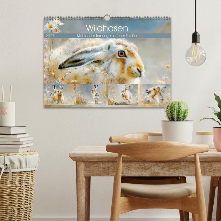 Produktbild: Wildhasen. Meister der Tarnung in offener Feldflur (Wandkalender 2027 DIN A3 quer), CALVENDO Monatskalender