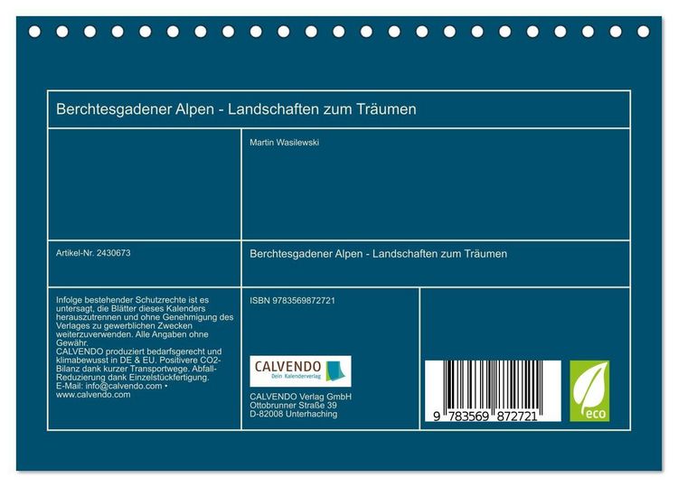 Produktbild: Berchtesgadener Alpen - Landschaften zum Tr&auml;umen (Tischkalender 2027 DIN A5 quer), CALVENDO Monatskalender