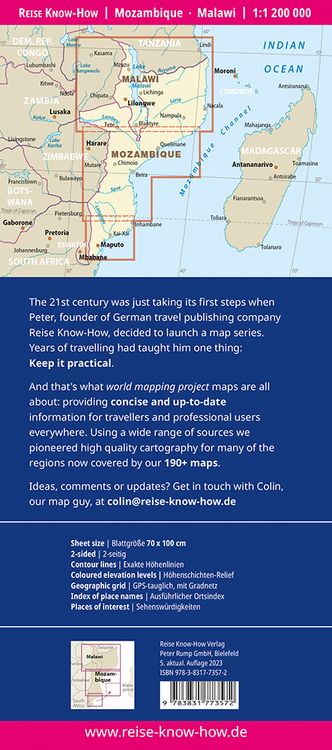 Produktbild: Reise Know-How Landkarte Mosambik, Malawi (1:1.200.000)