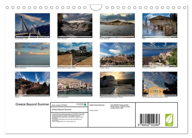 Produktbild: Greece Beyond Summer (Wall Calendar 2026 DIN A4 landscape), CALVENDO 12 Month Wall Calendar
