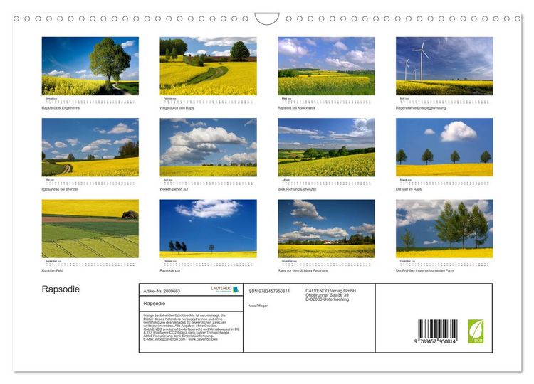Produktbild: Rapsodie (Wandkalender 2026 DIN A3 quer), CALVENDO Monatskalender