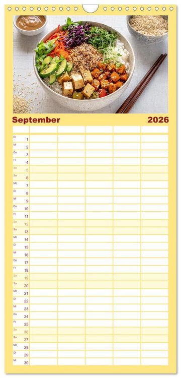 Produktbild: Familienplaner 2026 - Vegane Bowls - Eine Sch&uuml;ssel voller Geschmack mit 5 Spalten (Wandkalender, 21 x 45 cm) CALVENDO