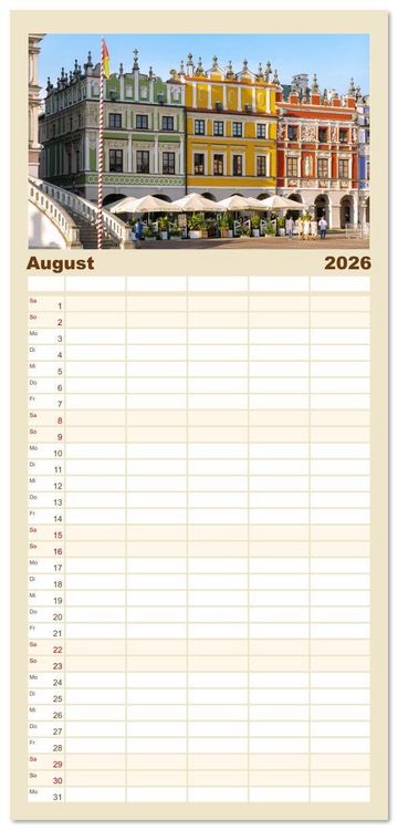 Produktbild: Familienplaner 2026 - Polen. Von Krakau bis Danzig: Bilder voller Atmosph&auml;re mit 5 Spalten (Wandkalender, 21 x 45 cm) CALVENDO