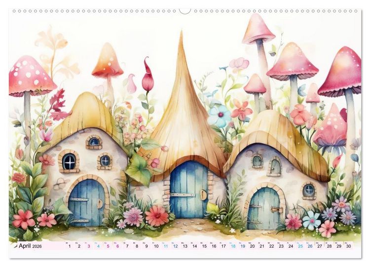 Produktbild: M&auml;rchenhafte Feenh&auml;uschen (hochwertiger Premium Wandkalender 2026 DIN A2 quer), Kunstdruck in Hochglanz