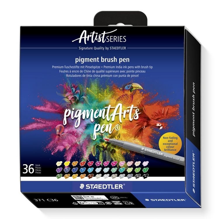 Produktbild: STAEDTLER Schreib- und Zeichbedarf pigment brush 371 Fasermaler mit Pinselspitze, 36er Set