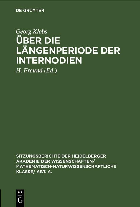 Produktbild: &Uuml;ber die L&auml;ngenperiode der Internodien