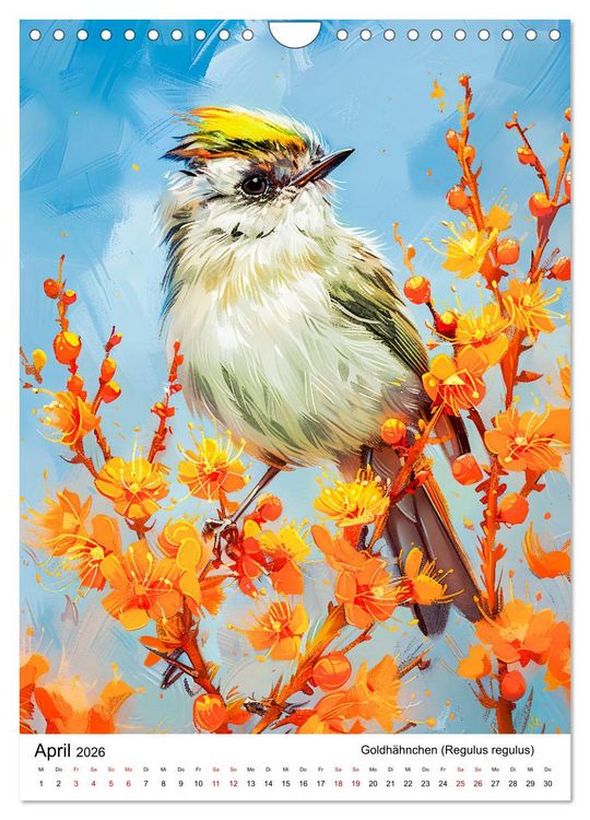 Produktbild: Heimische V&ouml;gel - Singv&ouml;gel zwischen Bl&uuml;ten und Beeren (Wandkalender 2026 DIN A4 hoch), CALVENDO Monatskalender