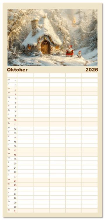 Produktbild: Familienplaner 2026 - Vertr&auml;umte Begegnungen - Kinderkalender mit 5 Spalten (Wandkalender, 21 x 45 cm) CALVENDO