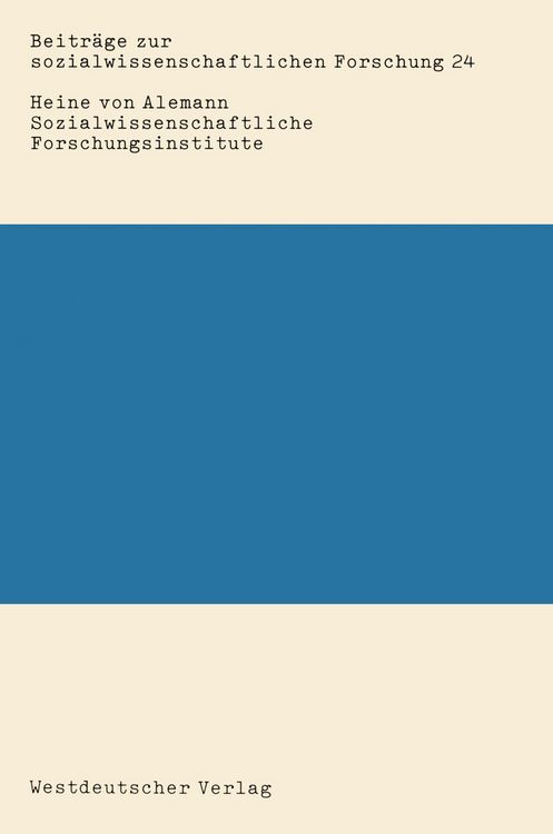Produktbild: Sozialwissenschaftliche Forschungsinstitute
