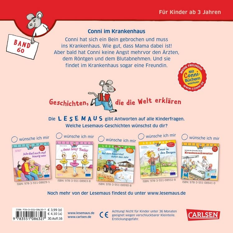 Produktbild: LESEMAUS 60: Conni im Krankenhaus