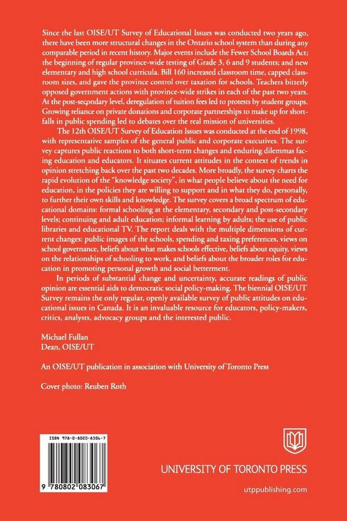 Produktbild: Public Attitudes Towards Education in Ontario 1998