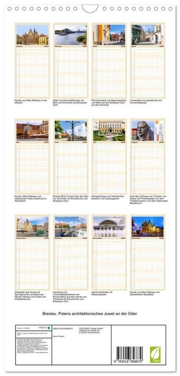 Produktbild: Familienplaner 2026 - Breslau. Polens architektonisches Juwel an der Oder mit 5 Spalten (Wandkalender, 21 x 45 cm) CALVENDO