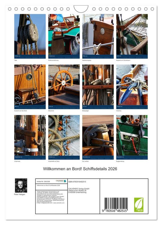 Produktbild: Willkommen an Bord! Schiffsdetails 2026 (Wandkalender 2026 DIN A4 hoch), CALVENDO Monatskalender