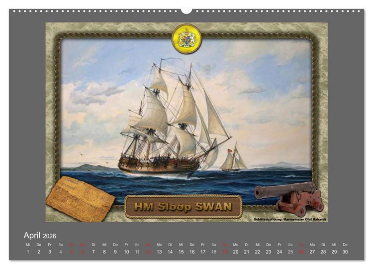 Produktbild: 500 Jahre unter Segeln - von der GOLDEN HIND zur KERSHONES (Wandkalender 2026 DIN A2 quer), CALVENDO Monatskalender