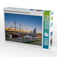 Produktbild: CALVENDO Puzzle Sonnenuntergang hinter den Bremerhavener Havenwelten | 1000 Teile Lege-Gr&ouml;&szlig;e 64x48cm Foto-Puzzle f&uuml;r gl&uuml;ckliche Stunden