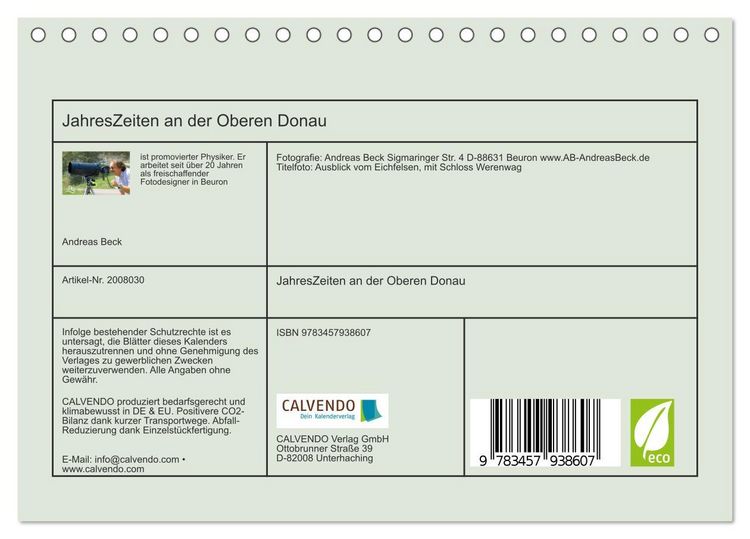 Produktbild: JahresZeiten an der Oberen Donau (Tischkalender 2026 DIN A5 quer), CALVENDO Monatskalender