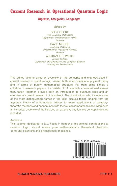 Produktbild: Current Research in Operational Quantum Logic